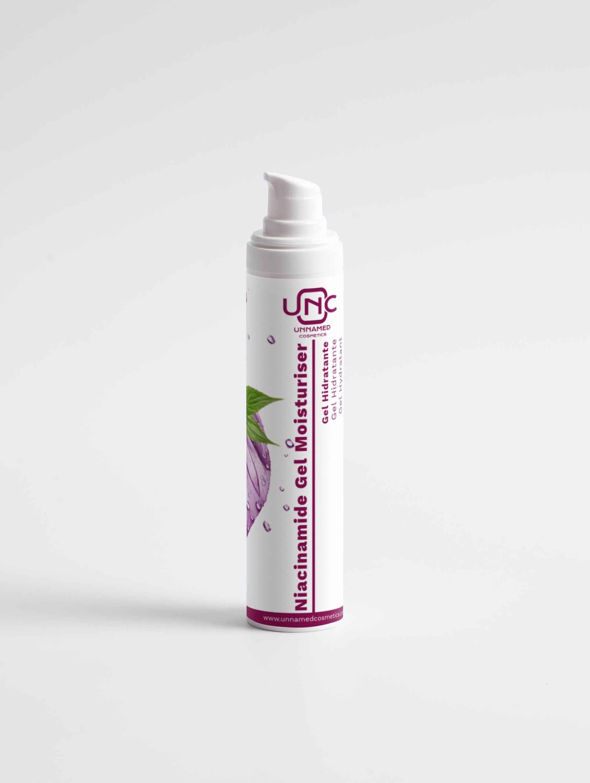 Gel Hidratante com Niacinamida para pele sensível da Unnamed Cosmetics em embalagem prática